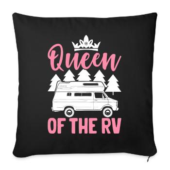 Reine du camping-car Camping Queen Camper Girl - Housse de coussin décorative 45 x 45 cm - noir - Devant