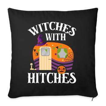 Rv Camping Camper Halloween Sorcières avec - Housse de coussin décorative 45 x 45 cm - noir - Devant