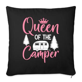 RV Camping Motorhome Camping Girl Motorhome - Sofa pillowcase 17,3'' x 17,3'' (45 x 45 cm) - black - Front
