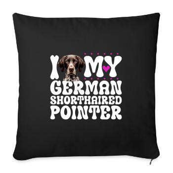 J’adore mon German Shorthair - Housse de coussin décorative 45 x 45 cm - noir - Devant