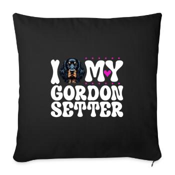 J’adore mon Gordon Setter - Housse de coussin décorative 45 x 45 cm - noir - Devant