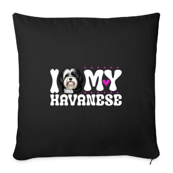 J’adore mon bichon havanais - Housse de coussin décorative 45 x 45 cm - noir - Devant