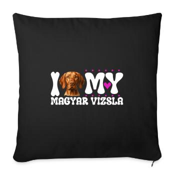 J'adore mon Vizsla hongrois - Housse de coussin décorative 45 x 45 cm - noir - Devant