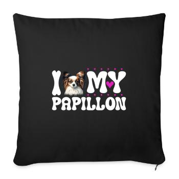 J'adore mon Papillon - Housse de coussin décorative 45 x 45 cm - noir - Devant