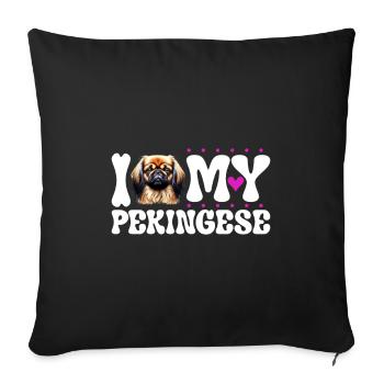 J’adore mes Pékinois - Housse de coussin décorative 45 x 45 cm - noir - Devant