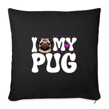 Ich liebe meinen Mops - Sofakissenbezug 45 x 45 cm - Schwarz - Vorne