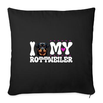 J'adore mon Rottweiler - Housse de coussin décorative 45 x 45 cm - noir - Devant