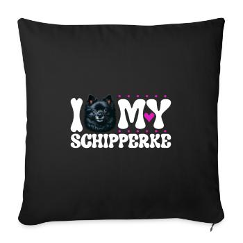 J'adore mon Schipperke - Housse de coussin décorative 45 x 45 cm - noir - Devant