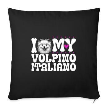 J'adore mon Volpino Italiano - Housse de coussin décorative 45 x 45 cm - noir - Devant