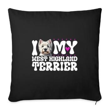 J’adore mon West Highland Terrier - Housse de coussin décorative 45 x 45 cm - noir - Devant