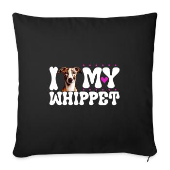Ich liebe meinen Whippet - Sofakissenbezug 45 x 45 cm - Schwarz - Vorne