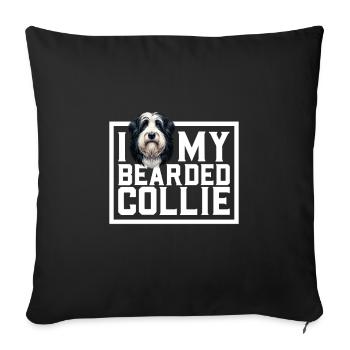 J’adore mon Bearded Collie - Housse de coussin décorative 45 x 45 cm - noir - Devant