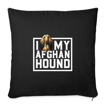 J’adore mon lévrier afghan - Housse de coussin décorative 45 x 45 cm - noir - Devant
