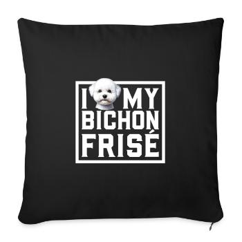 J’adore mon Bichon Frisé - Housse de coussin décorative 45 x 45 cm - noir - Devant