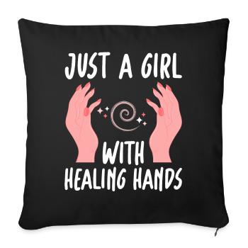Massage Therapist Therapy LMT Just A Girl With - Sofa pillowcase 17,3'' x 17,3'' (45 x 45 cm) - black - Front