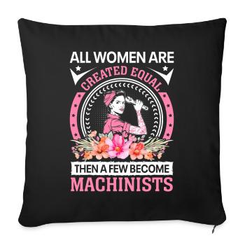 Des machinistes créés par des femmes - Housse de coussin décorative 45 x 45 cm - noir - Devant