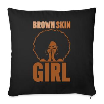 Peau Marron Fille Mélanine Peau Brune Noir - Housse de coussin décorative 45 x 45 cm - noir - Devant