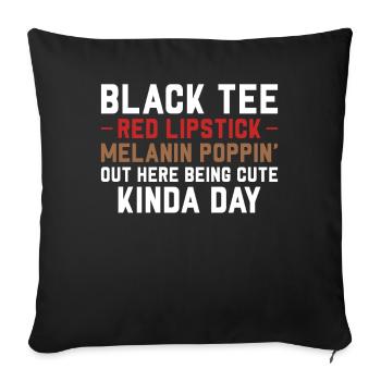 Black Tea Red Lipstick Melanin Tan - Sofa pillowcase 17,3'' x 17,3'' (45 x 45 cm) - black - Front
