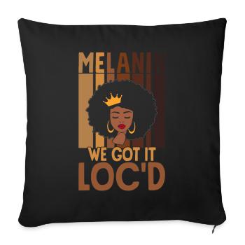 Melanin Got Loc’d Peau Brune Noir Afro - Housse de coussin décorative 45 x 45 cm - noir - Devant