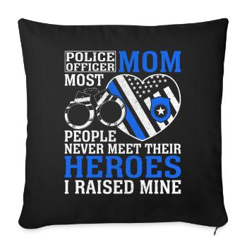 Policier Maman Héros J’ai élevé la mine Application de la loi - Housse de coussin décorative 45 x 45 cm - noir - Devant