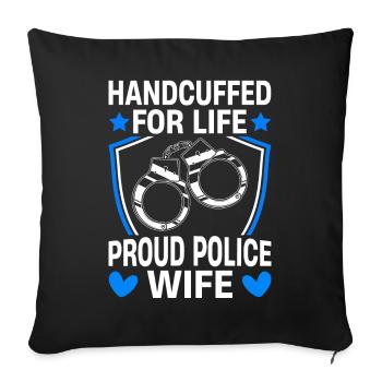 La vie menottée Police Femme Policier - Housse de coussin décorative 45 x 45 cm - noir - Devant
