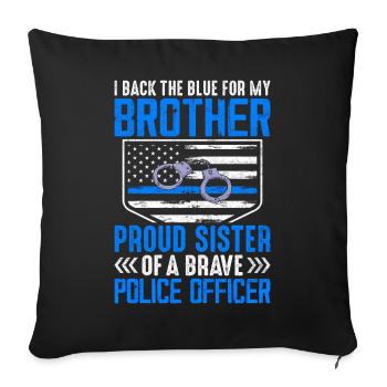 Brother Sister Policeman Law Enforcement - Sofa pillowcase 17,3'' x 17,3'' (45 x 45 cm) - black - Front