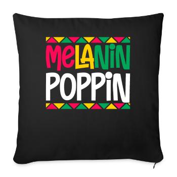 Melanin Poppin Brown Skin Black Story - Sofa pillowcase 17,3'' x 17,3'' (45 x 45 cm) - black - Front