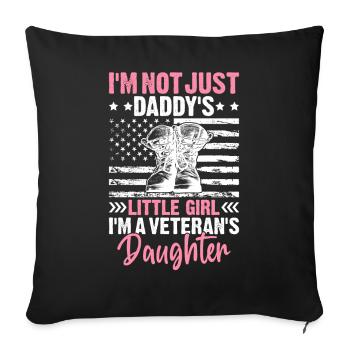Fille à papa Fille d’ancien combattant Fière militaire - Housse de coussin décorative 45 x 45 cm - noir - Devant