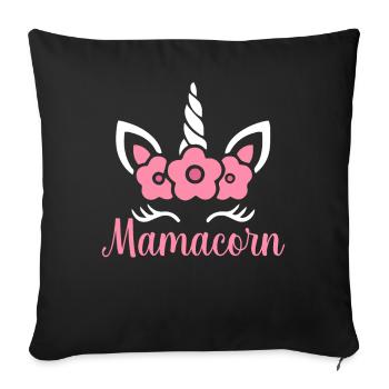 Maman macorne licorne - Housse de coussin décorative 45 x 45 cm - noir - Devant