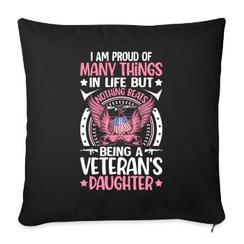 Fille d’un ancien combattant Fier ancien combattant - Housse de coussin décorative 45 x 45 cm - noir - Devant