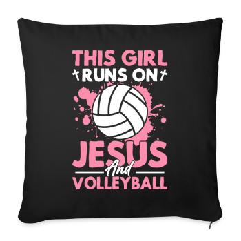 Cette fille court sur Jésus et - Housse de coussin décorative 45 x 45 cm - noir - Devant