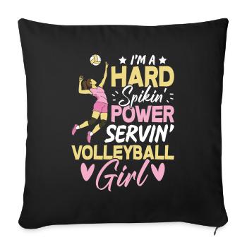 Spikin Servin Volleyball Girl Volleyball Player - Sofa pillowcase 17,3'' x 17,3'' (45 x 45 cm) - black - Front