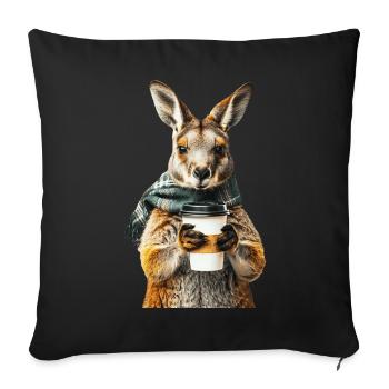 Wallaby Kaffee - Sofakissenbezug 45 x 45 cm - Schwarz - Vorne