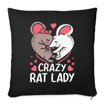 Crazy Rat Lady Rat Pet Owner - Sofa pillowcase 17,3'' x 17,3'' (45 x 45 cm) - black - Front