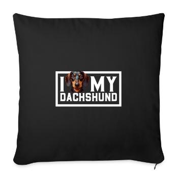 J’adore mon teckel - Housse de coussin décorative 45 x 45 cm - noir - Devant