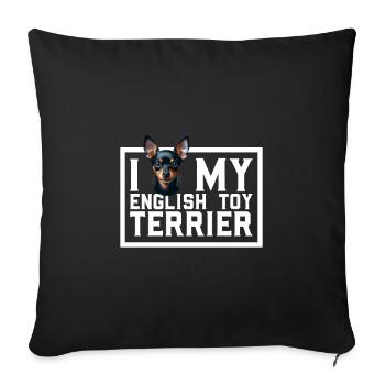 J'adore mon Toy Terrier anglais - Housse de coussin décorative 45 x 45 cm - noir - Devant