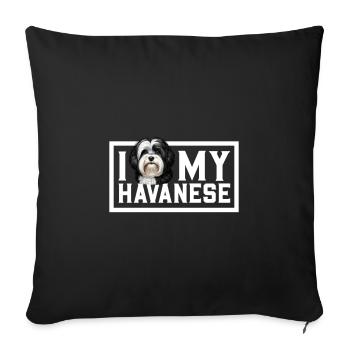 J’adore mon bichon havanais - Housse de coussin décorative 45 x 45 cm - noir - Devant