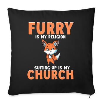 Furry Fandom Furries Fursona Furry Religion Suit - Sofa pillowcase 17,3'' x 17,3'' (45 x 45 cm) - black - Front