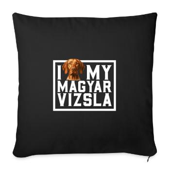 J’adore mon Magyar Vizsla - Housse de coussin décorative 45 x 45 cm - noir - Devant