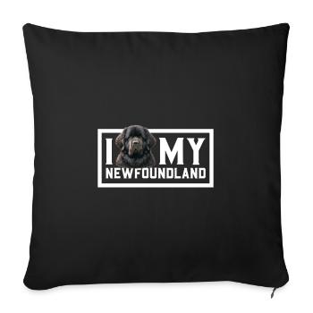 J'adore mon chien Terre-Neuve - Housse de coussin décorative 45 x 45 cm - noir - Devant