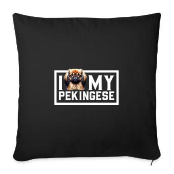 J’adore mes Pékinois - Housse de coussin décorative 45 x 45 cm - noir - Devant