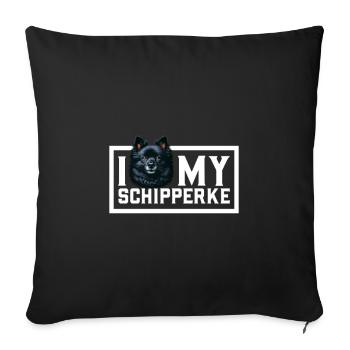 J’adore mon Schipperke - Housse de coussin décorative 45 x 45 cm - noir - Devant