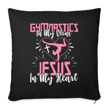 Gymnastics Veins Jesus In My Heart Gymnast Girl - Sofa pillowcase 17,3'' x 17,3'' (45 x 45 cm) - black - Front
