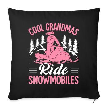 Cool mamies conduisant des motoneiges - Housse de coussin décorative 45 x 45 cm - noir - Devant