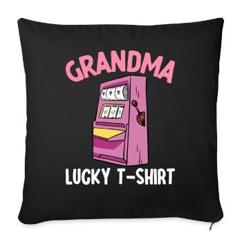 Oma Lucky T-shirt Spielautomat Casino Lover - Sofakissenbezug 45 x 45 cm - Schwarz - Vorne