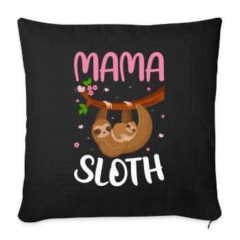 Maman paresseux famille assorti drôle paresseux - Housse de coussin décorative 45 x 45 cm - noir - Devant
