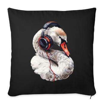 Schwan - Sofakissenbezug 45 x 45 cm - Schwarz - Vorne