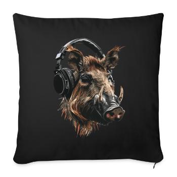 Warzenschwein - Sofakissenbezug 45 x 45 cm - Schwarz - Vorne