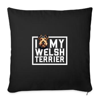 I love my Welsh Terrier - Sofa pillowcase 17,3'' x 17,3'' (45 x 45 cm) - black - Front