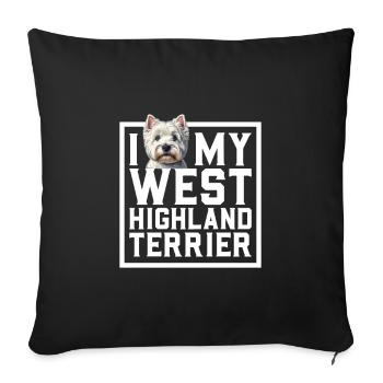 J’adore mon West Highland Terrier - Housse de coussin décorative 45 x 45 cm - noir - Devant